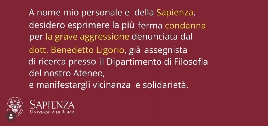 2026 08 21 Polimeni solidarieta a BENEDETTO LIGORIO