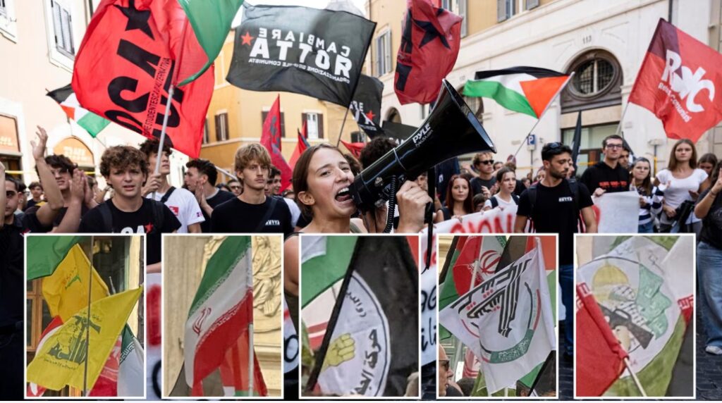 Bendiere terroristi a Montecitorio
